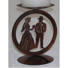 Cowboy Wedding Medallion Candle Holder